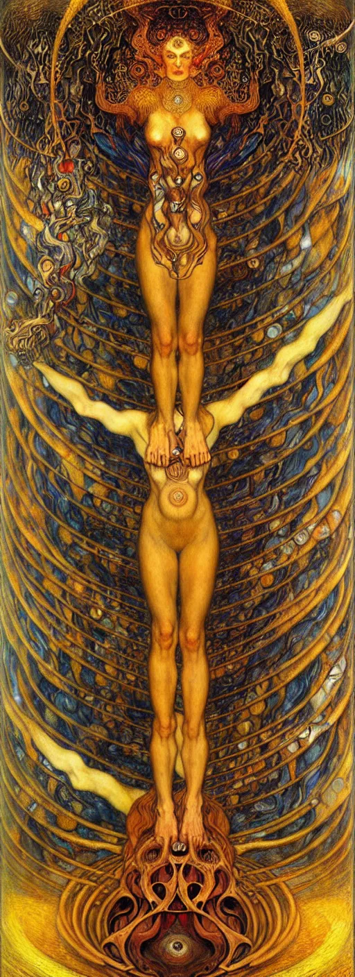 Image similar to Divine Chaos Engine by Karol Bak, Jean Delville, William Blake, Gustav Klimt, and Vincent Van Gogh, symbolist, visionary