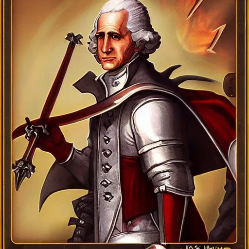 Image similar to PSX JRPG character portrait of a demon knight George Washington