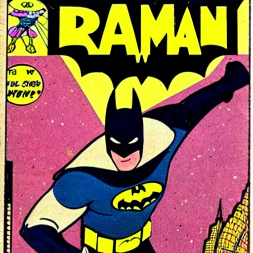 Prompt: Batman, space, comic, racers, retro, 70s, comic book,