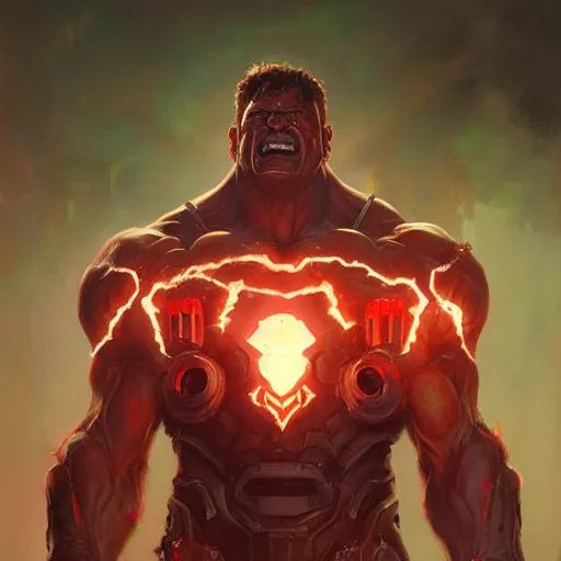 Image similar to doom eternal, hulk, painted by stanley lau, painted by greg rutkowski, painted by stanley, artgerm, masterpiece, digital art, trending on arts