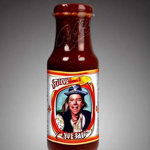 Prompt: a bottle of sweet baby ray's bbq sauce with the face of stevie ray vaughan on the bottle, realistic, hyperrealistic, ultra realistic, real, real world, highly detailed, very detailed, extremely detailed, intricate details, 8 k resolution, hd quality