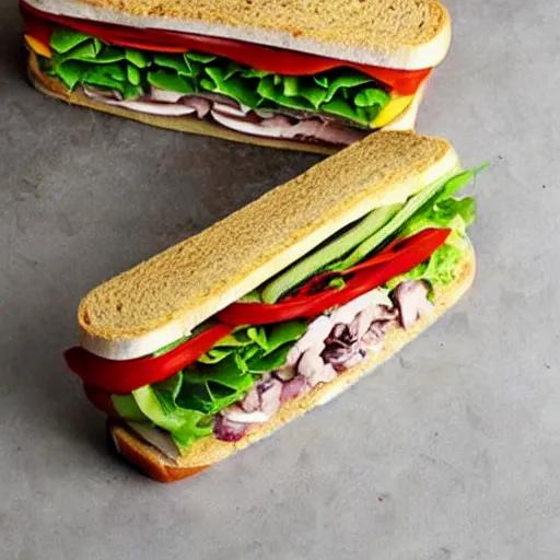Image similar to subway sandwich but it's really long and thick