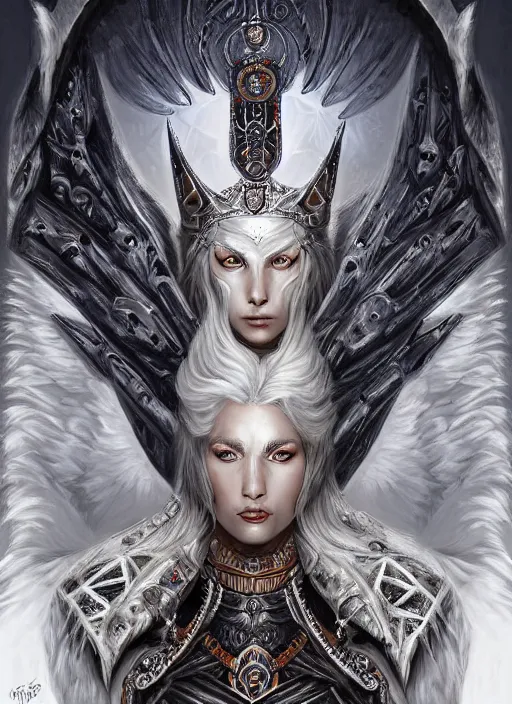 Image similar to digital _ painting _ white wolf queen _ filipe _ poles _ and _ justin _ gerard _ symmetrical _ fantasy _ very _ detailed _ realistic _ complex _ port