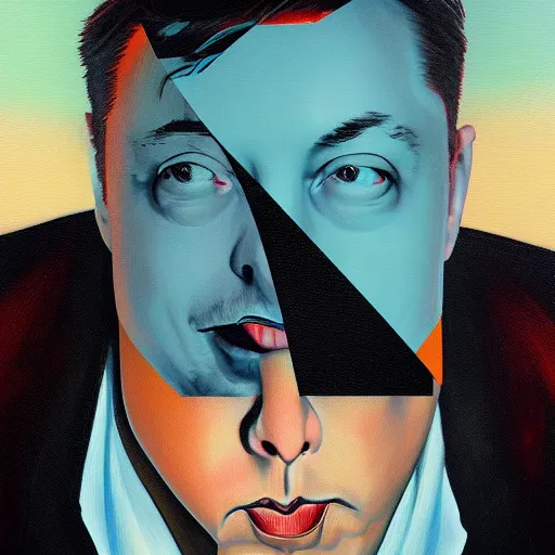 Image similar to Surrealist Portrait painting of Elon Musk, futuristic