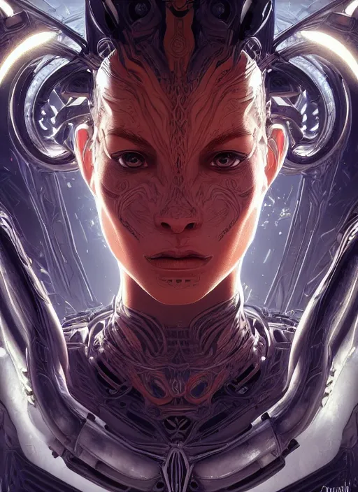 Image similar to symmetry!! portrait of snake alien in the style of horizon zero dawn, machine face, intricate, elegant, highly detailed, digital painting, artstation, concept art, smooth, sharp focus, illustration, art by artgerm and greg rutkowski and alphonse mucha, 8 k