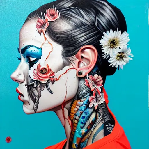 Prompt: side profile of horrors in ocean with intricate details by Sandra Chevrier