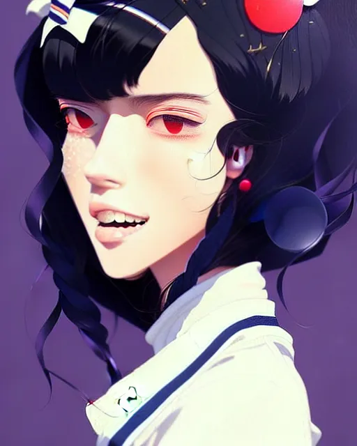 Image similar to a ultradetailed beautiful panting of a stylish woman wearing a sailor uniform, she has black hair, by conrad roset, greg rutkowski and makoto shinkai, trending on artstation