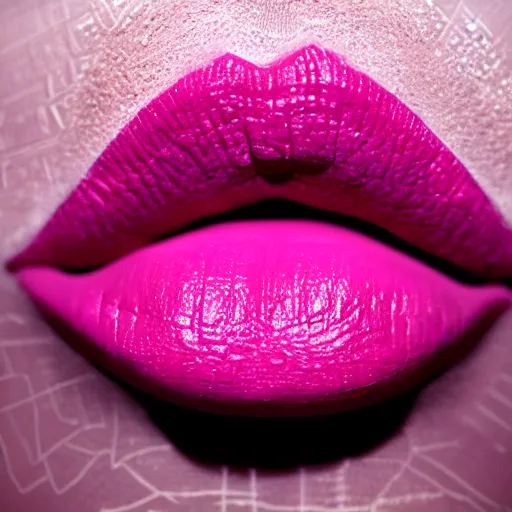 Prompt: a talking pink lipstick with a mouth, tongue, realistic, detailed, pretty, octane render, studio lighting