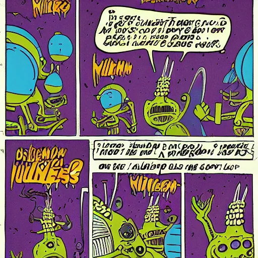 Prompt: the invasion of the aliens and other amusing things by Matt Groening