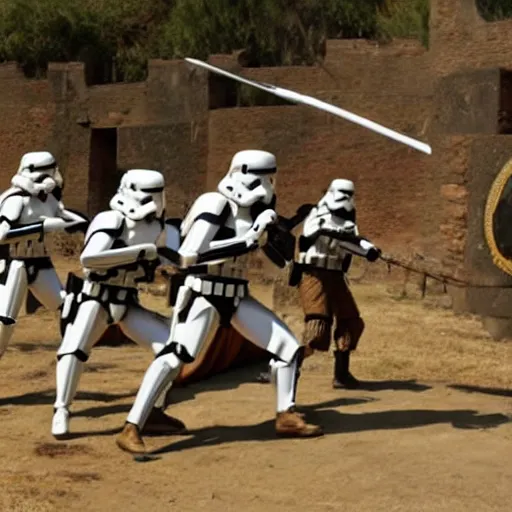 Image similar to roman soldiers in battle with stormtroopers