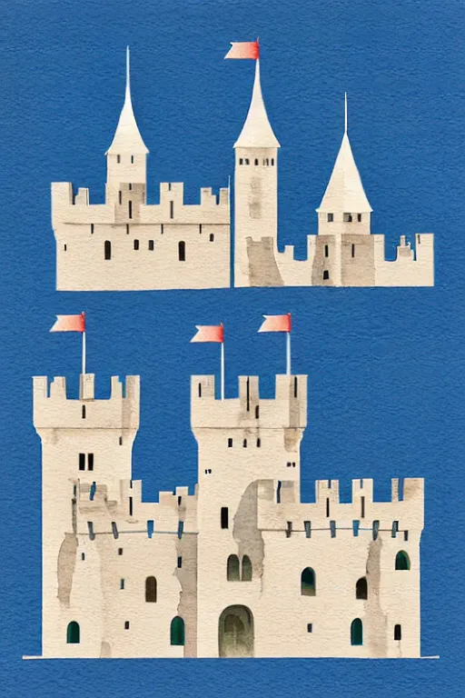 minimalist watercolor art of a medieval castles | Stable Diffusion