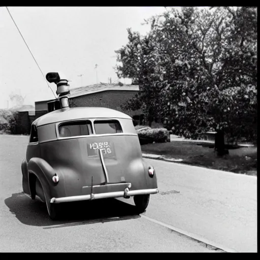 Prompt: google street view car ( 1 9 4 6 )