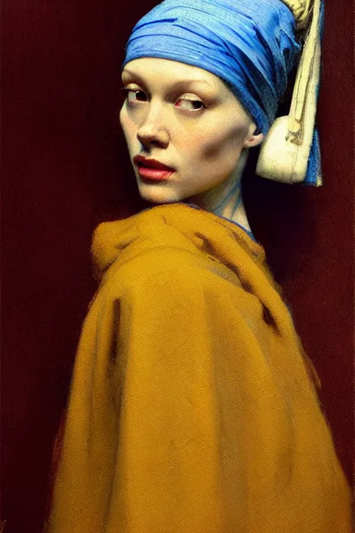 Image similar to full character portrait fallout character not the girl with the pearl earring character design, painting by gaston bussiere, katsuya terada, nc wyeth, greg rutkowski, craig mullins, vermeer, frank frazetta, mucha, tom of finland, trending on artstation, jeffery catherine jones