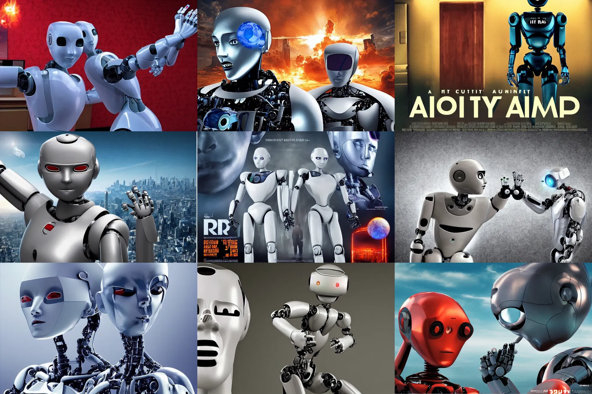 Prompt: a robot is confused at human irrationality, poster for 3 d movie, viral image, accurate portrayal
