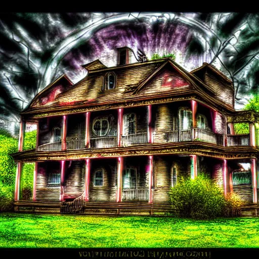 Prompt: Haunted House in the style of Alex Grey Cosm HDR