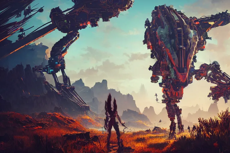 Image similar to sawtooth machine mecanical creature robot of horizon forbidden west horizon zero dawn bioluminiscence global illumination ray tracing hdr fanart arstation by ian pesty and alena aenami artworks in 4 k