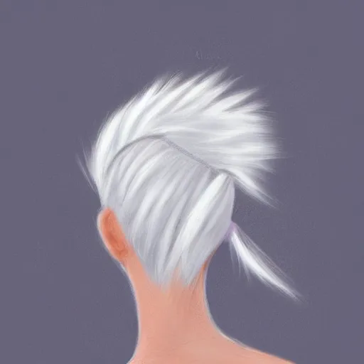 Image similar to a girl with white hair in a hairbun, by paulinaklime