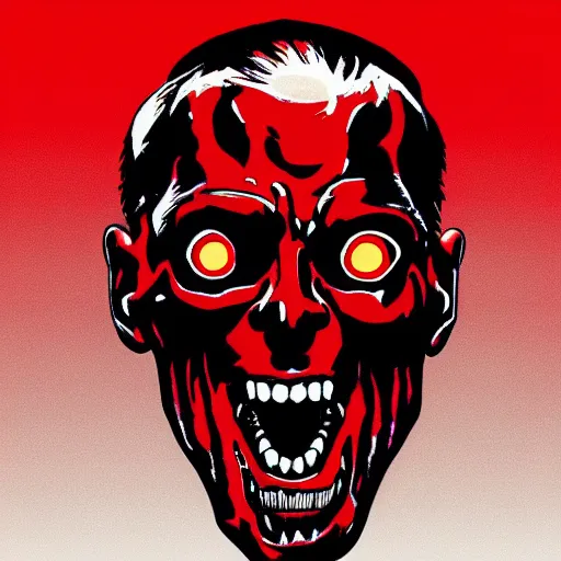 Image similar to Doom horror furious glowing red eyes biden