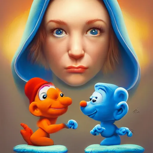 Prompt: smurfs portrait, Pixar style, by Tristan Eaton Stanley Artgerm and Tom Bagshaw.