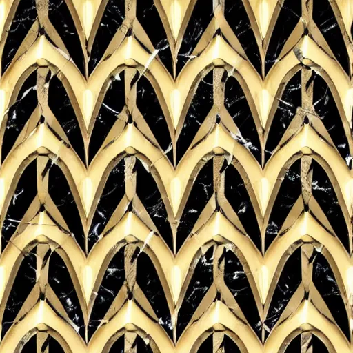 Image similar to Art Deco Geometric pattern, gold, white marble, high resolution, black marble