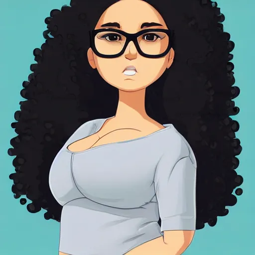 Dark anime depiction of a young woman with short black curly hair and green  eyes with glasses and collar, highly detailed, beautiful, sensual