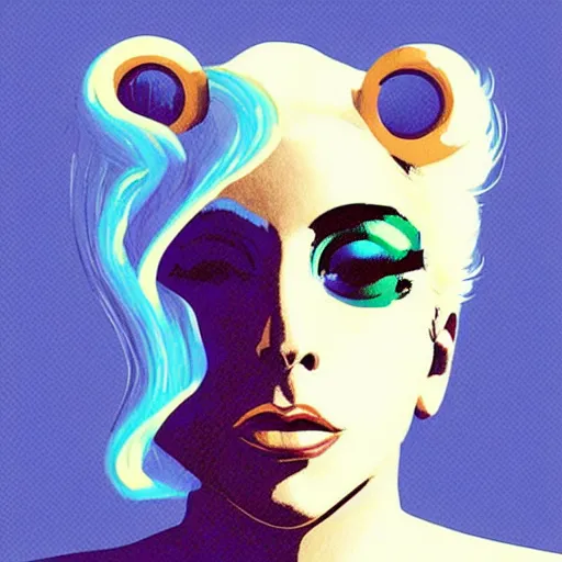 Prompt: “ lady gaga retro minimalist portrait, moebius starwatcher comic!!! minimalistic background, by jean giraud, 8 k ”