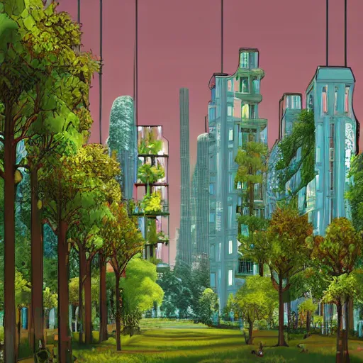 stabilityai/stable-diffusion · A solarpunk city, light, HD, pure, sharp  focus, nature, forest, city, utopian, 16:9