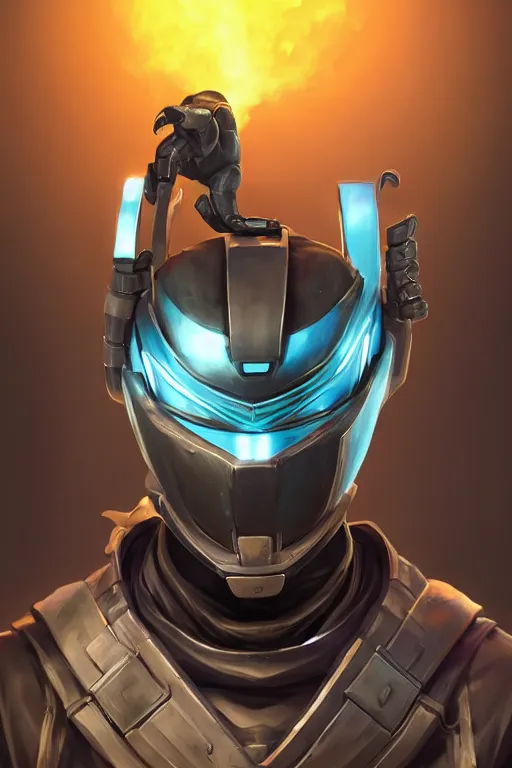 Image similar to epic mask helmet robot ninja portrait stylized as fornite style game design fanart by concept artist gervasio canda, behance hd by jesper ejsing, by rhads, makoto shinkai and lois van baarle, ilya kuvshinov, rossdraws global illumination radiating a glowing aura global illumination ray tracing hdr render in unreal engine 5