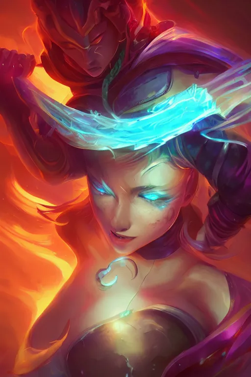 Prompt: nami league of legends wild rift hero champions arcane magic digital painting bioluminance alena aenami artworks in 4 k design by lois van baarle by sung choi by john kirby artgerm style pascal blanche and magali villeneuve mage fighter assassin