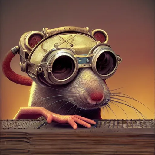 Image similar to a rat with steampunk googles, by filip hodas