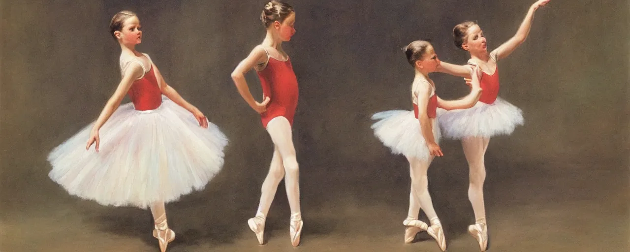 Image similar to young ballerina dancing, andrew loomis, painting