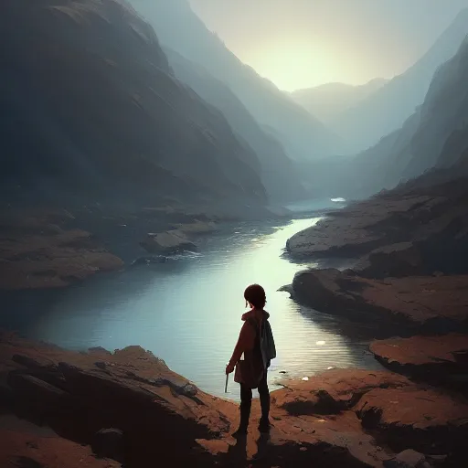 Image similar to river in avila dry mountains, 4 k, concept art, by wlop, ilya kuvshinov, artgerm, krenz cushart, greg rutkowski, pixiv. cinematic dramatic atmosphere, sharp focus, volumetric lighting, cinematic lighting, studio quality