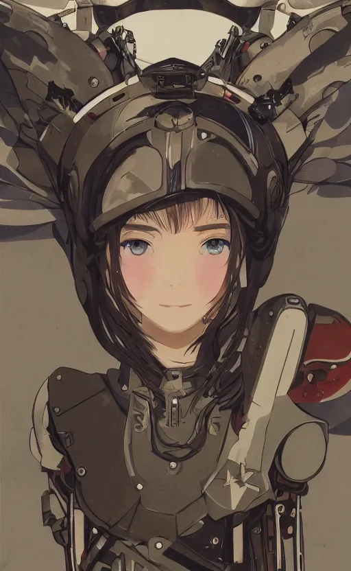 Prompt: mechanized valkyrie, anime style, world war 2, vintage clothing, spread wings, short hair, hair down, symmetrical facial features, from arknights, hyper realistic, 4 k, rule of thirds, extreme detail, detailed drawing, safebooru, hd, d & d, realistic lighting, by alphonse mucha, greg rutkowski, backlit