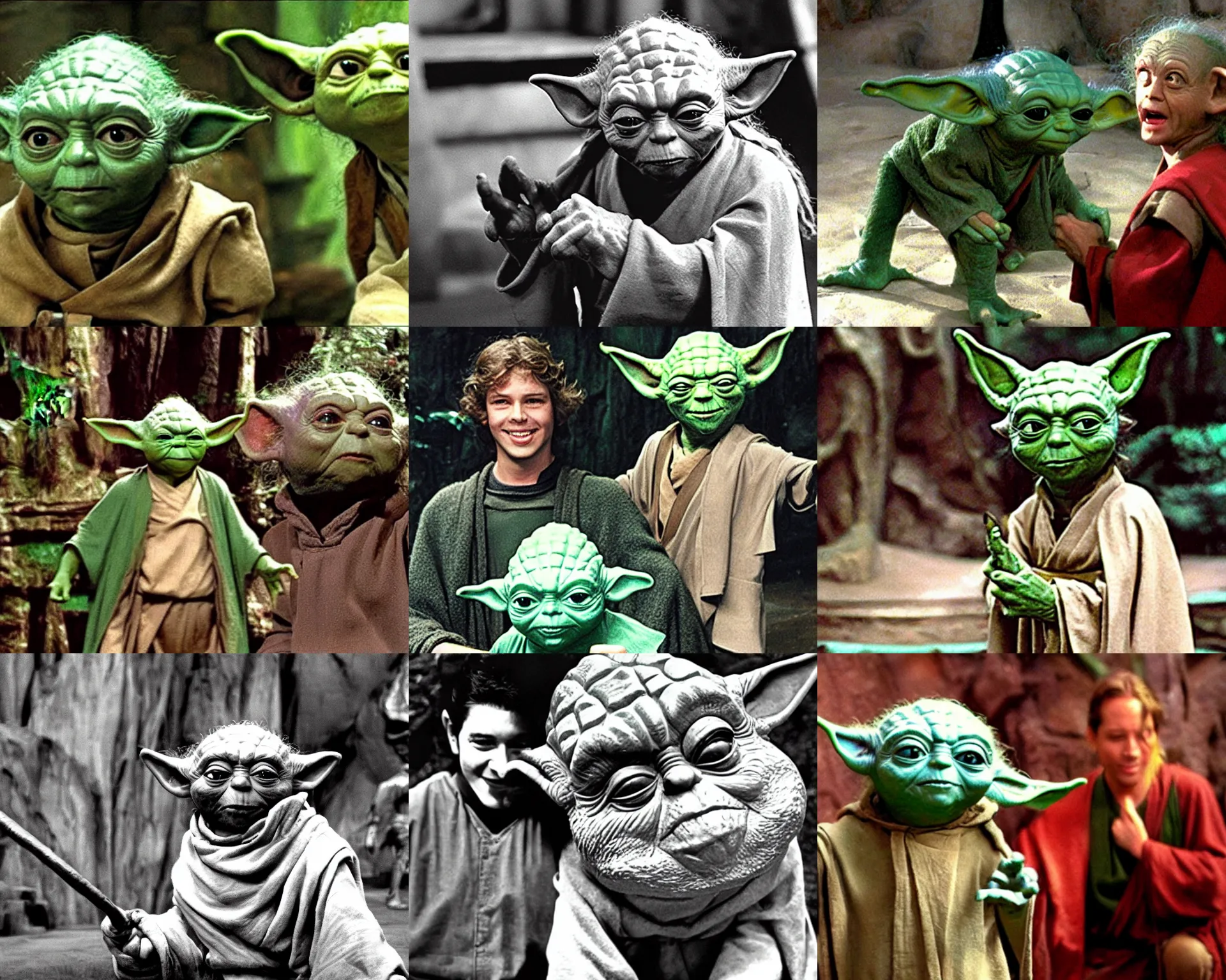 Prompt: yoda on the set of legends of the hidden temple