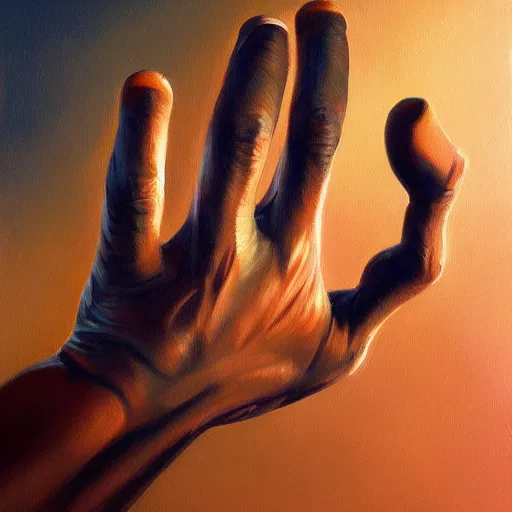 Image similar to The Hand of god, concept art oil painting by Jama Jurabaev, extremely detailed, hard brush, artstation