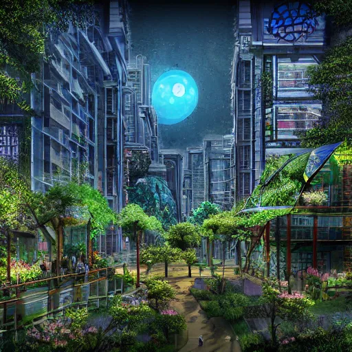 A solarpunk city coexisting with nature, digital art, Stable Diffusion