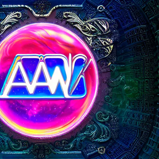 Image similar to a and w vaporwave logo, digital art, cosmic, 3 d high definition, trending on art station, photorealistic, high resolution, 8 k, octane, hyper detailed, insane details, intricate, elite, ornate, elegant trend, highly detailed and intricate, sharp focus, photography, unreal engine