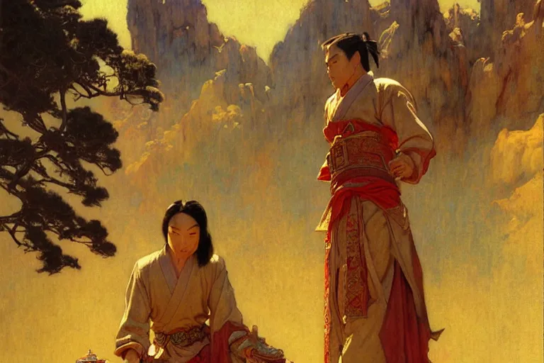 Image similar to tales of earthsea, ming dynasty, painting by gaston bussiere, craig mullins, j. c. leyendecker, tom of finland