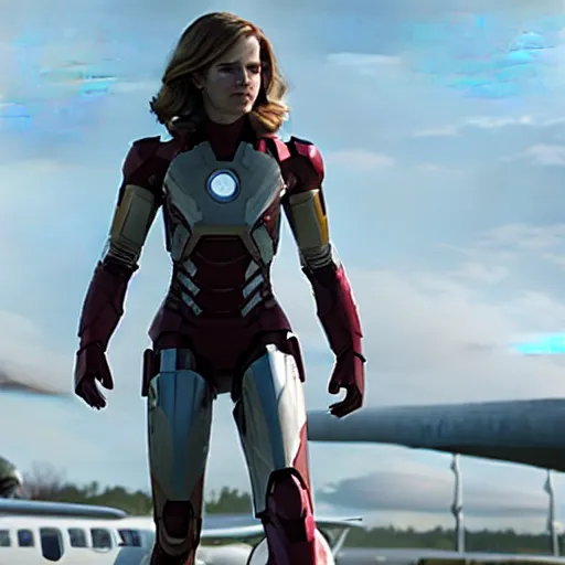 Image similar to a still of emma watson in iron man