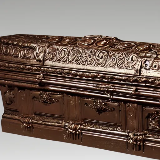 Image similar to ornate coffin containing a vampire, gothic art style