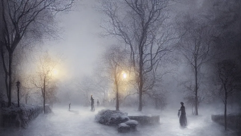 Prompt: the entrance to [ the secret garden ] in winter. claustrophobic. andreas achenbach, artgerm, mikko lagerstedt, zack snyder, tokujin yoshioka