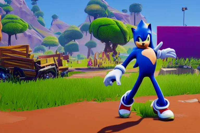 Image similar to sonic dancing in fortnite