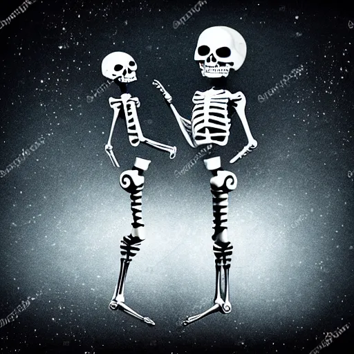 Image similar to Macabre Dancing skeletons eerie moonlit under water scene