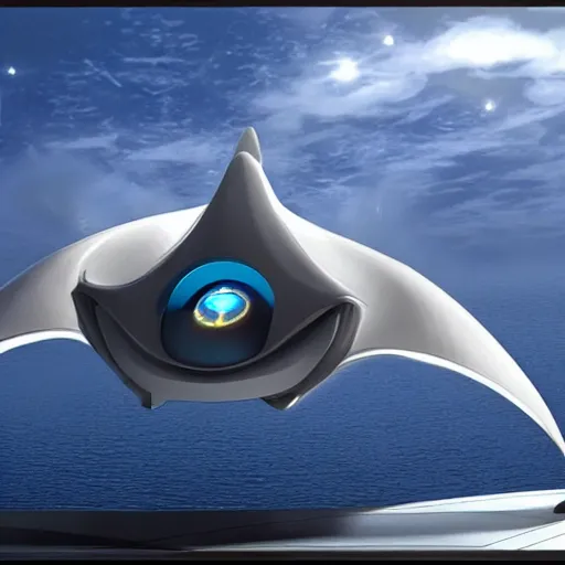 Prompt: a manta ray shaped futuristic spaceship, Midjourney AI style, ultra-detailed, hyper-realistic, 8k, trending in Midjourney