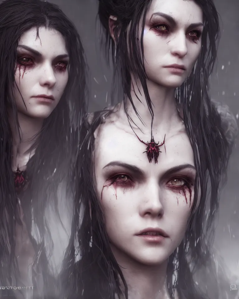 Image similar to headshot portrait of the demonic priestess, cgsociety, detailed, unreal engine, textured, cinematic, character design