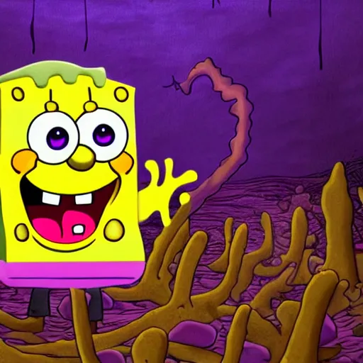 Image similar to scary sponge bob, horror, dark, scary, high detail, art station, dramtic light, 4 k