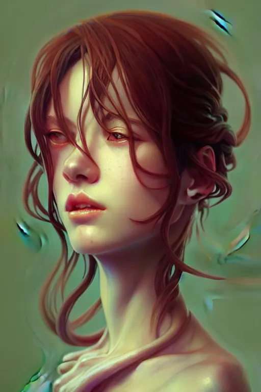 Prompt: beautiful ooze portrait, highly detailed, digital painting, artstation, sharp focus, illustration, art by tan zi and ayanamikodon and alphonse mucha and wlop