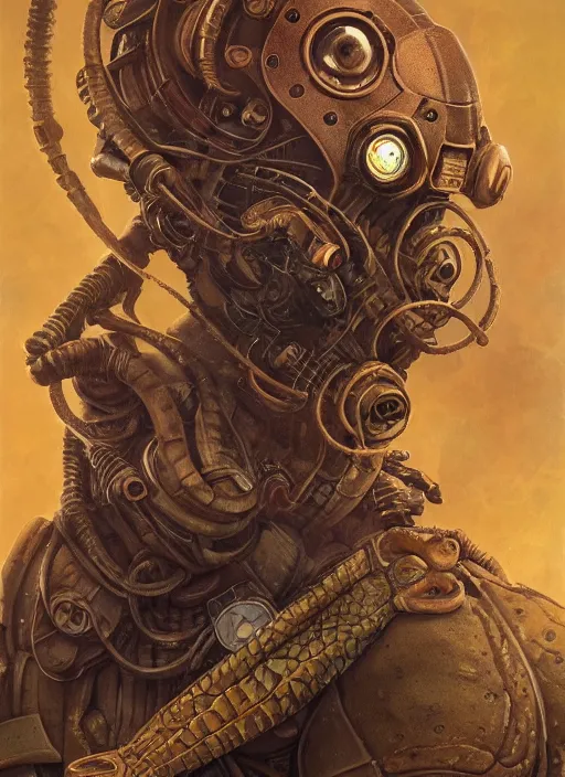 Image similar to mitch hedberg reptile eyes, fallout power armor, shamanic poster lsd art, intricate, elegant, highly detailed, centered, digital painting, artstation, concept art, smooth, sharp focus, illustration, artgerm, tomasz alen kopera, peter mohrbacher, donato giancola, joseph christian leyendecker, wlop, frank frazetta