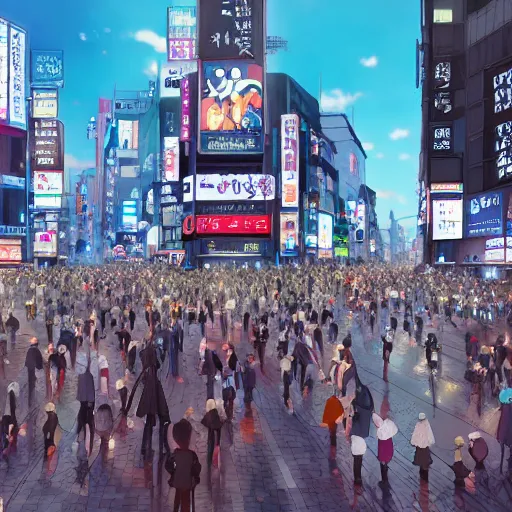 Image similar to the shibuya crossing, anime fantasy illustration by tomoyuki yamasaki, kyoto studio, madhouse, ufotable, square enix, cinematic lighting, trending on artstation
