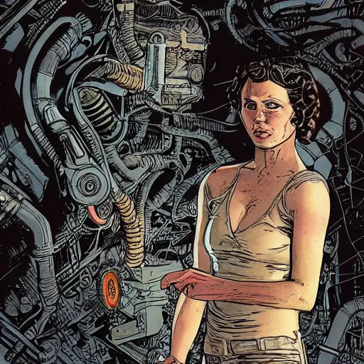 Image similar to ripley by J. O'Barr, color graphic novel illustration, intricate, ink